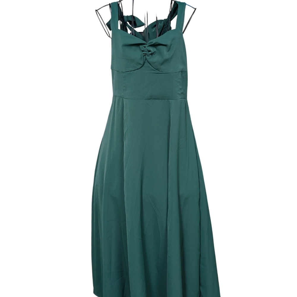 Cider Green Bowknot Corset Midi Dres